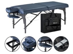 Master Montclair Pro 31" Agate Blue,Portable Massage Table, 72" Length, 3" Multi-Layer Memory Foam, Royal Blue PU, Adjustable 24–34" Height, Lightweight Wood Frame-1