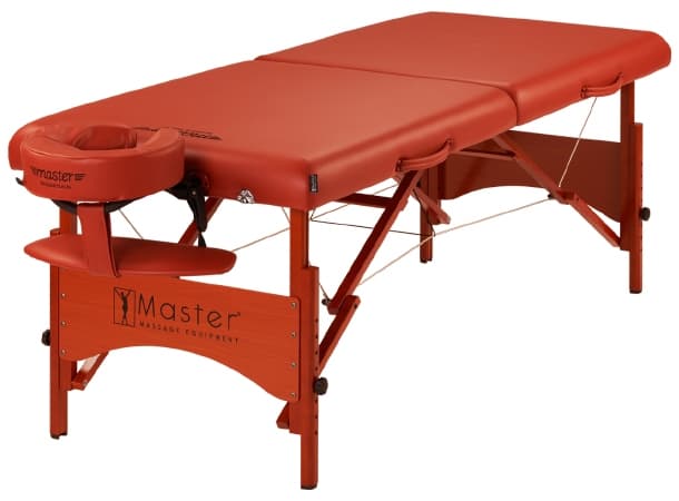 Master Fairlane 25 Portable Massage Table 25" – Premium Wood, Waterproof PU Leather, Auto-Lock Legs, 2" Foam, Adjustable Height, Cinnamon, 72"x25"