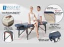 Master Montclair Pro 31" Agate Blue,Portable Massage Table, 72" Length, 3" Multi-Layer Memory Foam, Royal Blue PU, Adjustable 24–34" Height, Lightweight Wood Frame-3