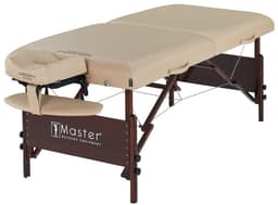 Master Del Ray S30" Portable Massage Table – 72" x 30", 3" Memory Foam Cushion, Adjustable 24–34" Height, Beige PU, 750 lbs Capacity, Professional Therapist Table-0