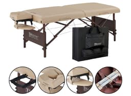 Master Del Ray S30" Portable Massage Table – 72" x 30", 3" Memory Foam Cushion, Adjustable 24–34" Height, Beige PU, 750 lbs Capacity, Professional Therapist Table-1