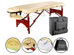 Master Caribbean Vista Portable Massage Table – 28"x72", Memory Foam Cushion, Adjustable Height 23"-33", Oil & Waterproof PU, Mahogany Legs, Includes Face Cradle & Armrest-1