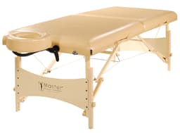 Master Balboa 30" Portable Massage & Exercise Table – 75" Length, 1.6" Multi-Layer Foam, Adjustable 24–34" Height, Beige PU, Auto-Lock Legs, Face Cradle & Armrest-0