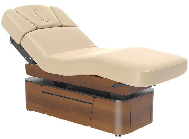 Luxury Multi-Functional Motorized Spa Table – Adjustable Back & Leg, Solid Wood Base, Built-In Storage, PU Cushion, 196cm