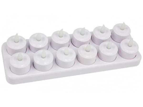 Rechargeable Flameless LED Tea Light Candle Set – 12PCS Warm Yellow with Charging Base
