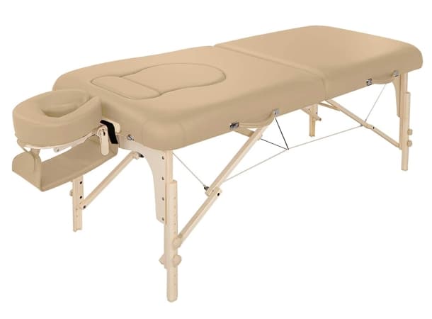 Master Pregnancy Massage Table – 30" Wide, Adjustable Height, Portable Foldable Wood & PU Leather, 3.5" Thick Foam, Beige, 600 lbs Capacity