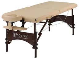 Master Argo S28" Portable Massage Table – 28"x72", Auto-Lock Legs, Oil & Water-Resistant PU, Adjustable Height 23"-33", 1.5" Foam, Lightweight 31 lbs, Beige/Black-0