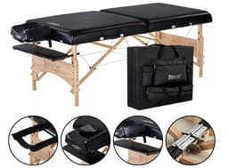 Master S32" Husky Gibraltar XXL – 32" Extra-Wide Portable Table with 3" Memory Foam, Black PU, Adjustable Height, Supports Up to 1451 kg-1