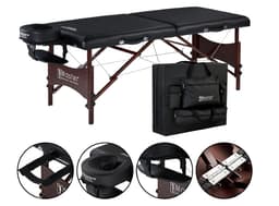 Master Roma LX S28 Portable Massage Table – 28"x72" with Memory Foam, Adjustable Height 24"-34", Oil & Waterproof PU, Walnut Legs, Includes Face Cradle & Armrest-1