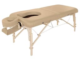Master Pregnancy Massage Table – 30" Wide, Adjustable Height, Portable Foldable Wood & PU Leather, 3.5" Thick Foam, Beige, 600 lbs Capacity-1