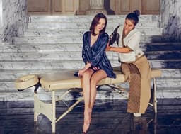 Master Balboa 30" Portable Massage & Exercise Table – 75" Length, 1.6" Multi-Layer Foam, Adjustable 24–34" Height, Beige PU, Auto-Lock Legs, Face Cradle & Armrest-3