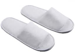 Disposable Spa Slippers – White Coral Fleece & Cotton (Open Toe),200 pairs per carton-0