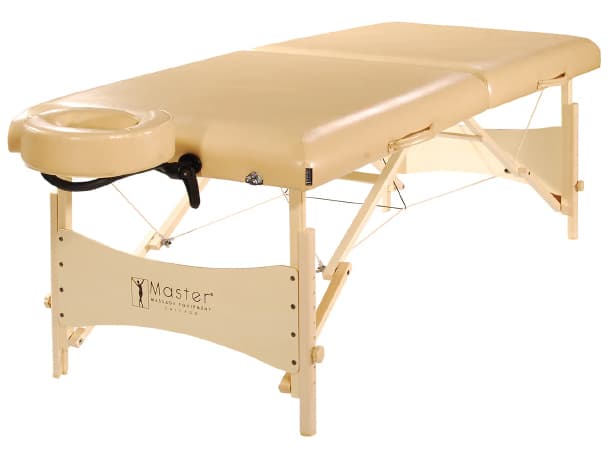 Master Balboa 30" Portable Massage & Exercise Table – 75" Length, 1.6" Multi-Layer Foam, Adjustable 24–34" Height, Beige PU, Auto-Lock Legs, Face Cradle & Armrest