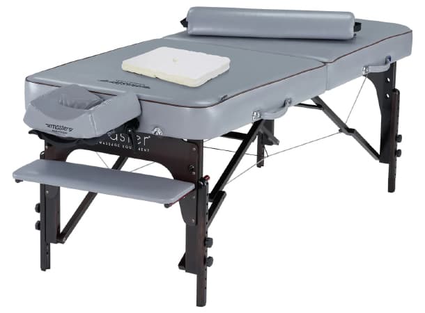 Master Montour S28 & S30 Portable Massage Table – 28"/30" Width, 3" Memory Foam, Dove Grey PU, Adjustable Height