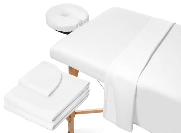 MT Massage Table Cover 3-Pcs Set – Microfiber, Includes Headrest, Flat & Fitted Sheets