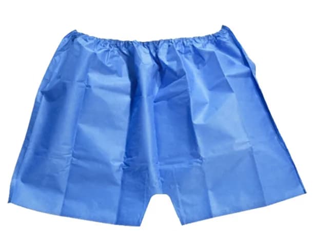 Disposable Men's Nonwoven Boxer Shorts (50 Pcs) – Breathable & Elastic Fit, L/XL (Black/Blue)