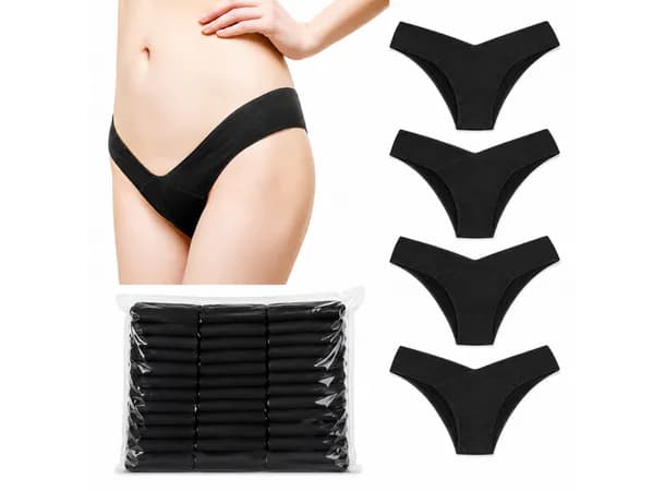 Disposable Nylon Ladies Underwear - 50Pcs Pack, Black / Free Size