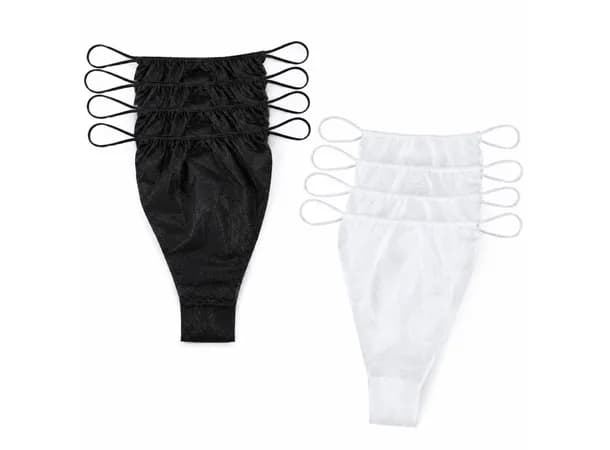 Disposable T-Panty Thongs & Spa G-Strings (100 Pcs) – Nonwoven Underwear – Free Size (Black/White)