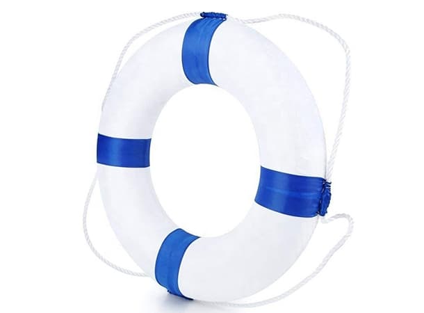 Life Buoy Ring White with Blue Stripes – Soft Foam Swim Safety Ring