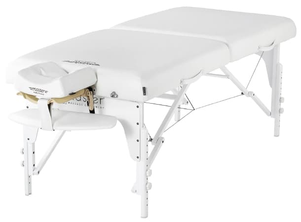 Master Montclair Pro 31" White, Extra Wide Portable Massage Table, 72" Length, 3" Multi-Layer Memory Foam, Snow White PU, Adjustable 24–34" Height, Lightweight Wood Frame